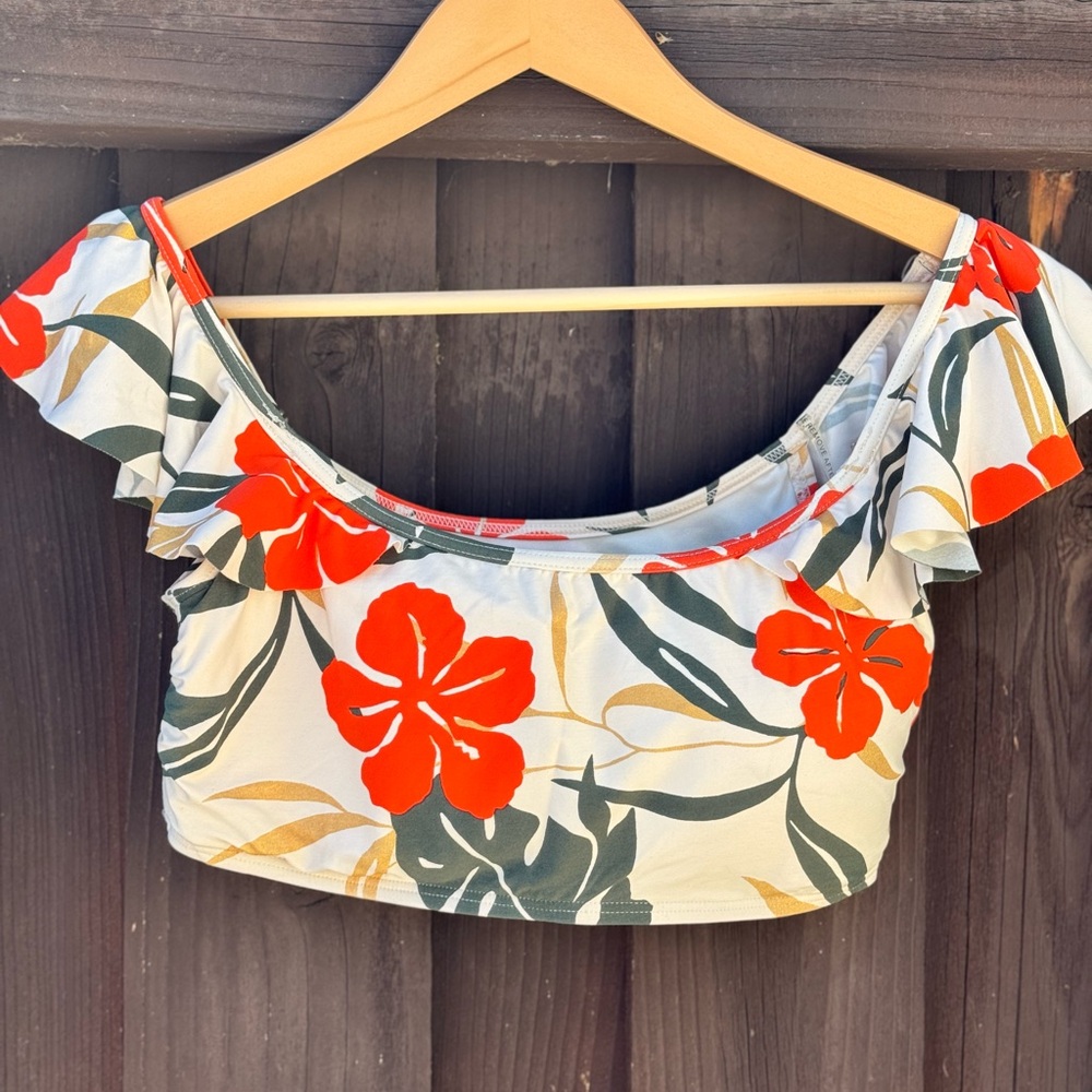 Vince Camuto Floral Bikini Top in White and Red Florals